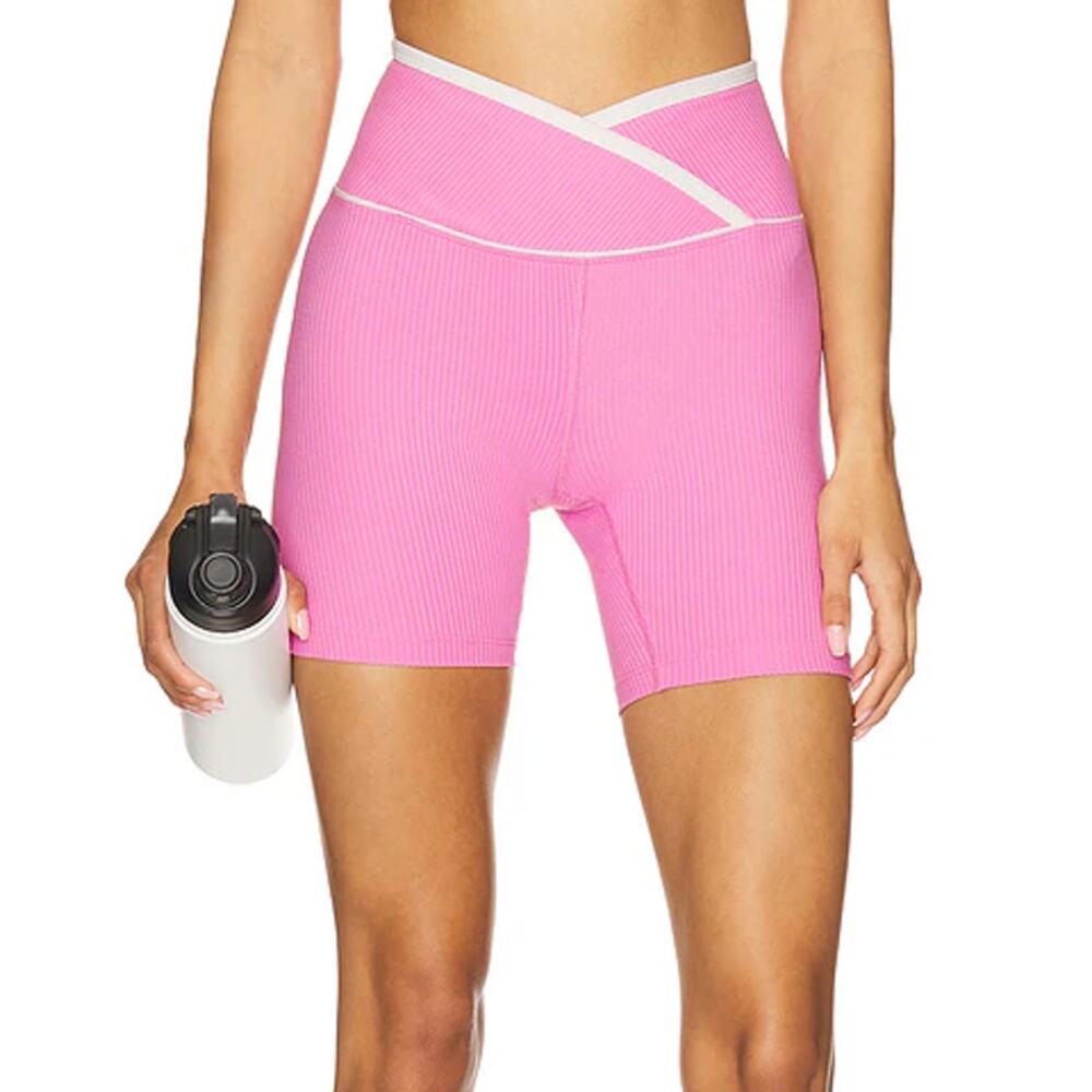 YEAR OF OURS | Ribbed Two Tone Veronica Short in Year Pink & White L